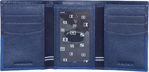 Miniatura 55 de Nautica Men's Trifold Wallet RFID Blocking Protection ID Window Card Slots Genuine Leather Durable