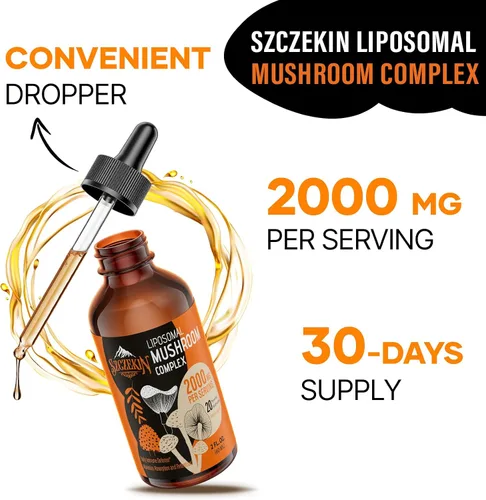 Miniatura 6 de Gotas de complejo liposomal de hongos 2000 MG – 20 extractos de hongos orgánicos – Fórmula líquida avanzada para inmunidad, función cognitiva