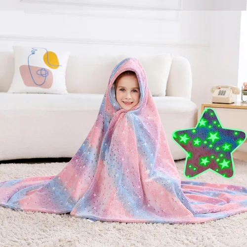 Miniatura 27 de Softan Manta Decorativa de Unicornios para Niños que Brilla en la Oscuridad, Regalos de Manta para Niños y Niñas, Manta de Franela Suave y Acogedora