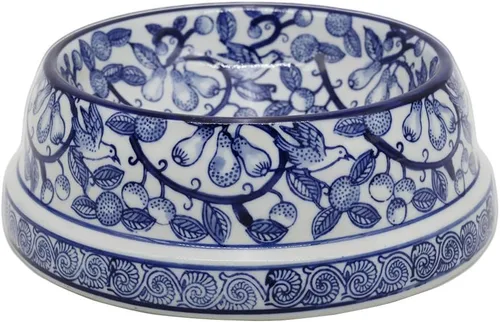 Miniatura 18 de Aimusego Plato chino de cerámica azul de 6.7 pulgadas para alimentos y agua para perros pequeños y medianos/gatos, tazón antideslizante de porcelana