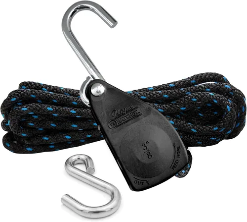 Rope Ratchet Sistema de polea de bloque y aparejos de 3/8", Polipasto ajustable para equipo de elevación, Plataforma de utilidad al aire libre para