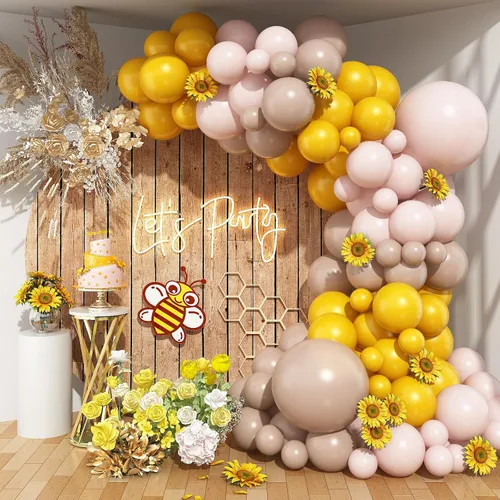 Miniatura 20 de Kit de guirnalda de globos negro, blanco y dorado, 115 piezas de arco de globos beige arena negro crema oro metálico con globos de papel de aluminio