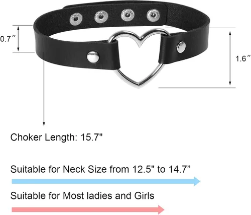 Miniatura 2 de Sinvini Gargantilla de cuero ajustable con corazón de amor punk PU collar gótico Egirl accesorios suave collar cadena para las mujeres