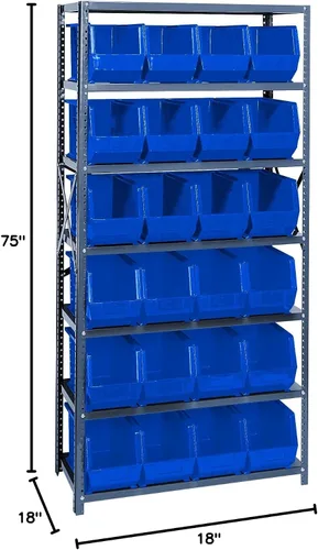 Miniatura 563 de Quantum QSBU-245BK Heavy Duty Shelving Unit with (7) Shelves and (24) QUS245 Black Bins for Garage Warehouse Storage Distribution 400 lb Load