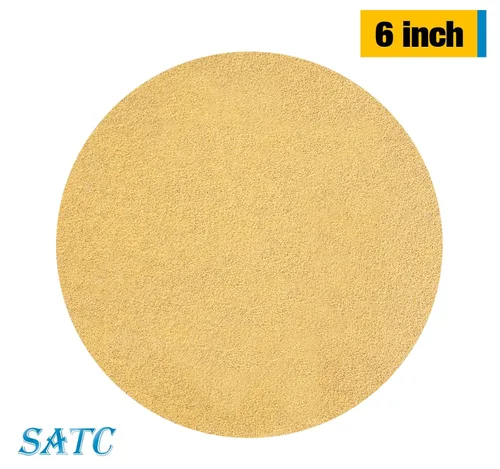 Miniatura 2 de S SATC 100 discos de lija PSA de 6 pulgadas, papel de lija con parte trasera adhesiva de grano 80 para taladro, papel de lija automotriz redondo