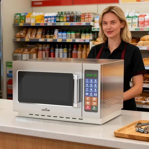 Miniatura 7 de CROSSON - Horno microondas comercial para encimera de 34L con 10 menús de memoria programable, 5 niveles de potencia, 3 etapas de cocción y control