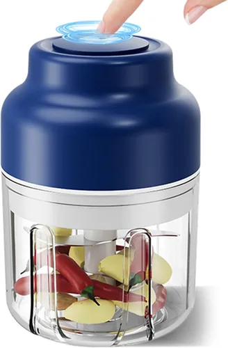 Picadora Eléctrica de Ajo Mejorada, Mini Procesador Eléctrico de Alimentos Portátil Cortador de Verduras Picadora, Picadora de Alimentos Inalámbrica