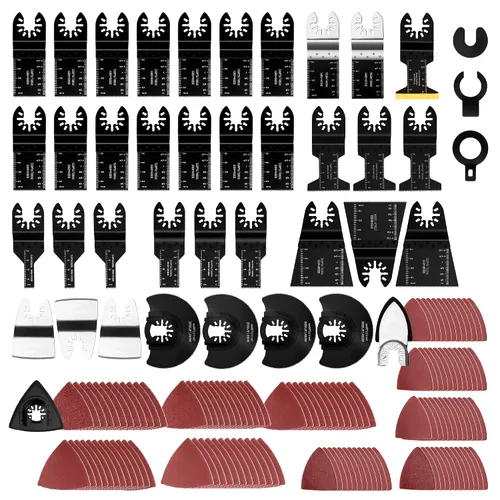 159 hojas de sierra oscilantes con papel de lija, cuchillas multiherramienta universales de titanio para madera/plásticos/metal, kits de