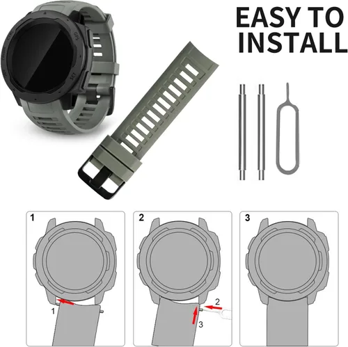 Miniatura 4 de Correa de repuesto para reloj Garmin Instinct, correa de silicona suave compatible con Garmin Instinct 2/Solar/Tactical