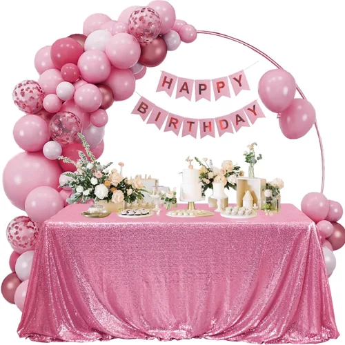 Miniatura 105 de Manteles redondos de lentejuelas negros para fiestas, de 121,9 cm, mantel redondo de purpurina ajustado, pequeño, lindo y dulce, para boda