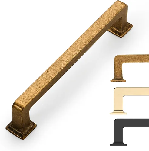 Miniatura 23 de 9BUILD Paquete de 6 pomos de latón cepillado de 1.2 pulgadas para gabinetes, pomos dorados para cajones, perillas cuadradas para gabinetes
