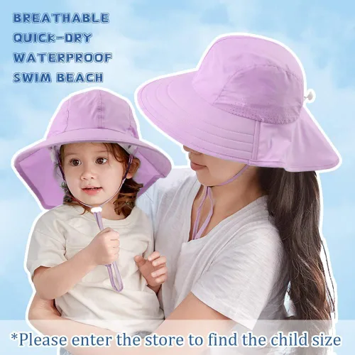 Miniatura 85 de Sombrero de verano para niños pequeños con solapa para el cuello, impermeable, sombrero de natación para niños, protección UV, sombrero de playa