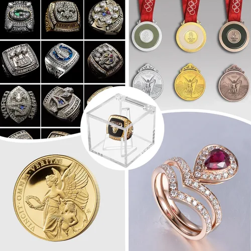 Miniatura 3 de Vitrina para anillos de campeonato, caja de exhibición de anillo de campeonato de acrílico transparente, soporte de moneda de exhibición