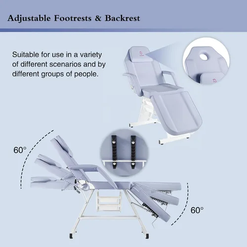 Miniatura 4 de Silla facial de masaje de 73 pulgadas, cama de masaje multiusos de 3 secciones, mesa de tatuaje profesional, equipo de spa para spa facial,