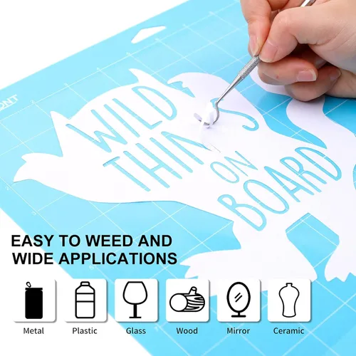 Miniatura 2 de HTVRONT - Vinilo blanco permanente, hojas de vinilo adhesivo mate de 12 pulgadas x 50 pies, compatibles con la máquina de corte Cricut, Silhouette