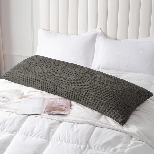 Miniatura 67 de PHF Fundas de almohada con tejido de gofre de 24" x 24", paquete de 2, funda de almohada cuadrada 100% algodón para decoración de ropa de cama, sin