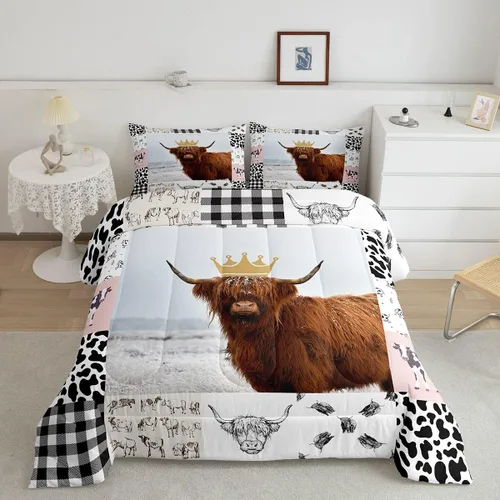 Miniatura 15 de Feelyou Juego de edredón de oso azul, juego de ropa de cama de osos de animales, juego de edredón acolchado con estampado de arboleda de galaxia