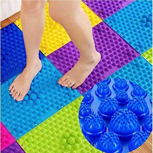 Miniatura 4 de Alfombrilla de masaje de pies, almohadilla de masaje, tapete de baño, tapete de yoga, juego al aire libre, 4 unidades (azul)