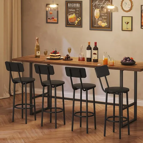 Miniatura 4 de HOOBRO Taburetes de bar, juego de 2 taburetes de bar redondos con respaldo, sillas de bar de 25.2 pulgadas para isla de cocina, comedor, taburetes