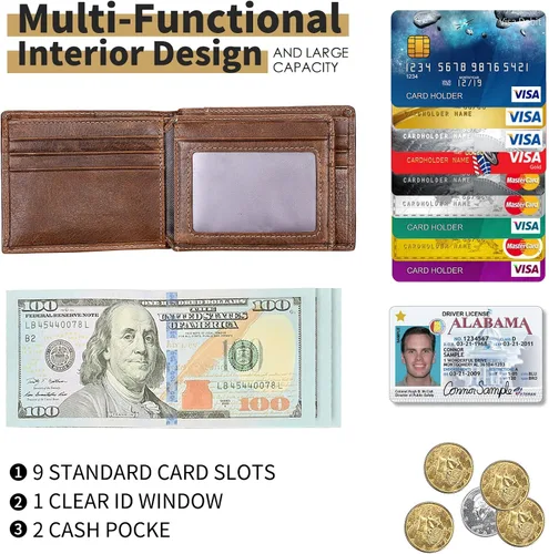 Miniatura 5 de Airtag mens Wallet Brown-171 Cartera de cuero para hombre