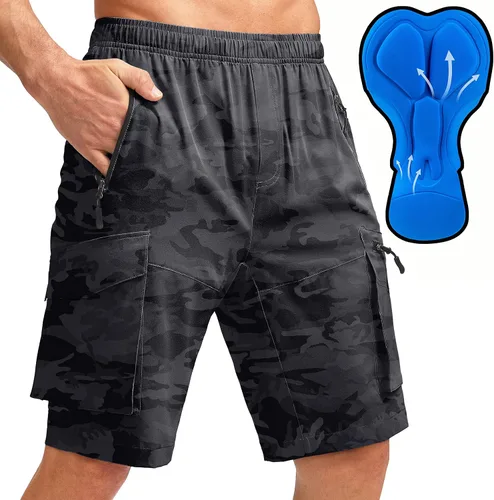 Bikewa Pantalones cortos de ciclismo de montaña para hombre, con acolchado 3D, ajuste holgado, MTB ciclismo, ciclismo, ciclismo, ciclista,