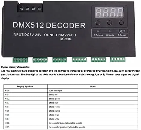 Miniatura 4 de FTVOGUE Controlador de luz LED RGB, decodificador DMX de 24 canales RGBW DMX512 Controlador LED controlador para barra de escenario DC5V 24V,