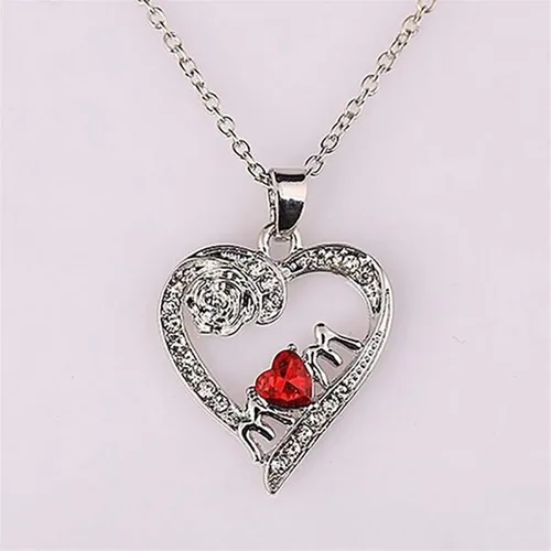 Miniatura 3 de Essencedelight - Collar con colgante de rosa con corazón de amor, collar con dije de letra para mamá, lindo collar de cristal para mamá de hija