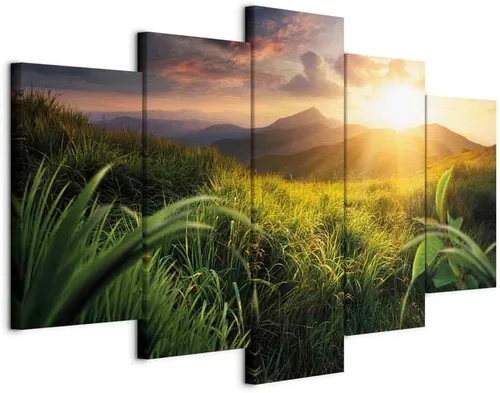 Miniatura 17 de artgeist Lienzo acústico para pared, diseño de montañas de la naturaleza, 80 x 40 pulgadas, 5 piezas con impresión de sonido de espuma acústica