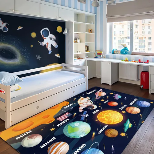 Alfombra de juegos para niños, alfombra de espacio exterior del sistema solar, alfombra educativa para niños, alfombra de juego para niños, para el