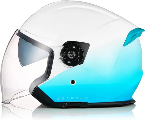 Miniatura 10 de ORIGINE Casco de motocicleta de cara abierta 3/4 con doble visera para scooters, aprobado por DOT
