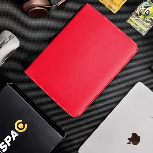 Miniatura 7 de Carpeta de 900 tarjetas de 9 bolsillos compatible con tarjetas intercambiables, estuche de almacenamiento portátil con hojas extraíbles para Rojo