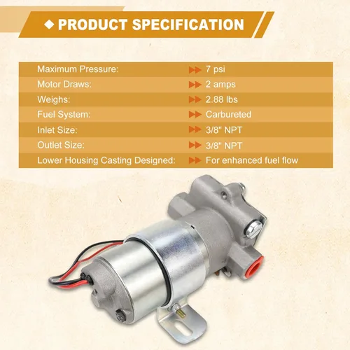 Miniatura 4 de Bomba de combustible eléctrica USTAR de 97 GPH, 7 PSI. Reemplaza 12-801-1. Multifuncional. Fácil de instalar. Confiable (97 GPH)