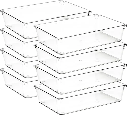 Miniatura 22 de Paquete de 4 organizadores de cajones, contenedores de almacenamiento de acrílico transparente de 6 x 9 pulgadas con almohadillas antideslizantes