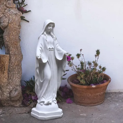 Miniatura 6 de QIANLING Estatua de Virgen María de 12 pulgadas para exteriores, decoración de patio, estatua religiosa al aire libre, protección solar, estatua
