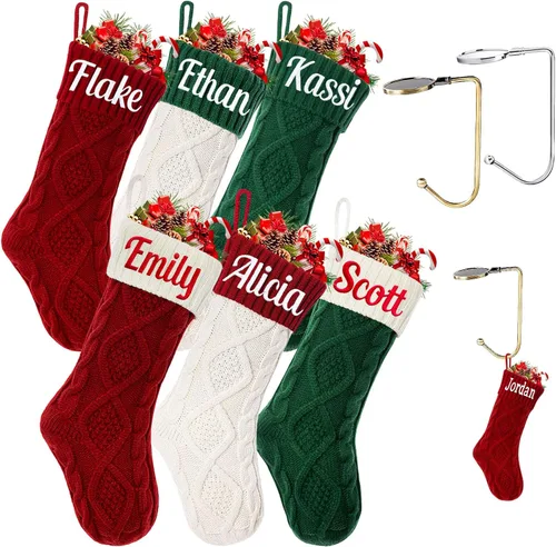 Miniatura 33 de Calcetines de Navidad personalizados para perros y gatos, calcetín de Navidad bordado con nombre personalizado en forma de pata de mascota o hueso