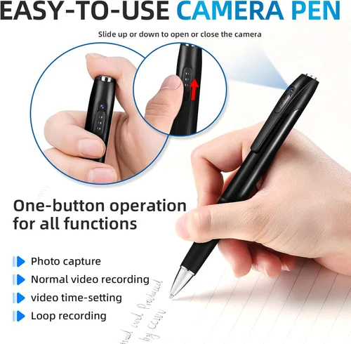Miniatura 2 de Mini cámara oculta de 1080P, bolígrafo de cámara HD, mini cámaras de seguridad, batería de larga duración, fácil de usar, cámara micro bolígrafo