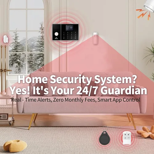 Miniatura 2 de NUNET Sistema de seguridad inteligente inalámbrico para el hogar, kit de alarma de 15 piezas (sensores de movimiento, sirena, control remoto)