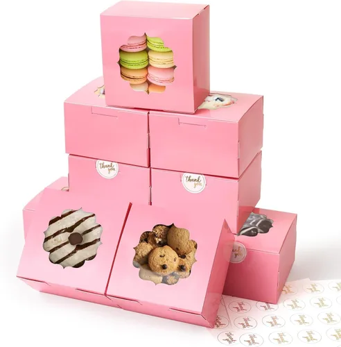 Miniatura 11 de Cajas pequeñas para galletas de 4 pulgadas, 50 piezas, blanco - Cajas de dulces de panadería con ventana para regalar, contenedores para llevar