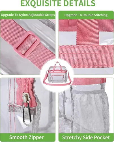 Miniatura 28 de MAY TREE Bolsa transparente para eventos en estadios de 12 x 6 x 12 pulgadas, bolsa de almuerzo transparente con correas reforzadas para trabajo