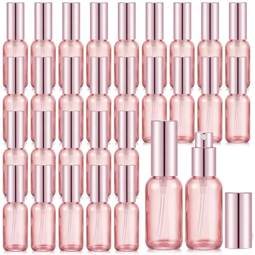 Miniatura 24 de Roshtia 30 Pcs 0.33 oz/ 10 ml Beech Wood Color Glass Spray Bottle Refillable Perfume Atomizer Clear Decorative Empty Bottles with Fine Mist Sprayer