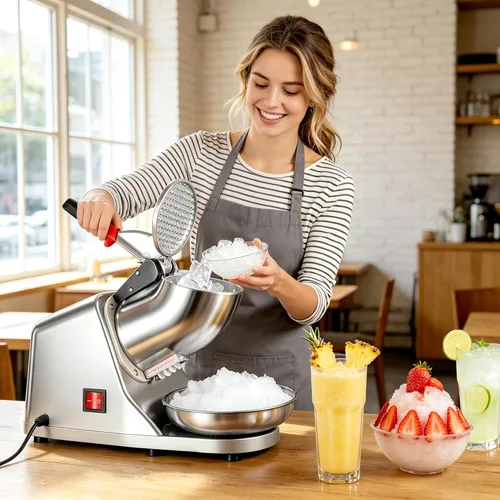 Miniatura 2 de F2C Trituradora de hielo eléctrica Máquina de afeitar de cono de nieve con cuchillas de acero inoxidable 300W 145 lbs/hr para uso doméstico