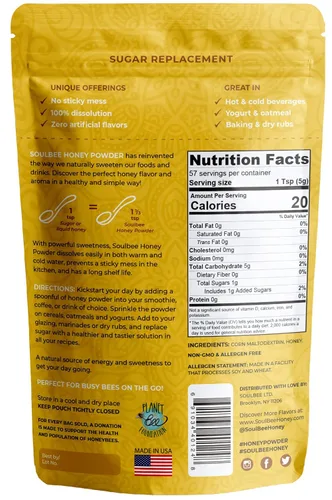 Miniatura 2 de SoulBee Honey Powder - Miel deshidratada como edulcorante natural para bebidas y comidas, baja en calorías y disolución fácil y rápida en líquidos