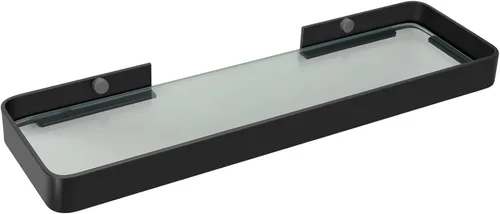 Miniatura 9 de Z metnal Estantes pequeños de vidrio para baño, estante flotante negro mate, mini organizador de estantes de pared, montaje en la pared