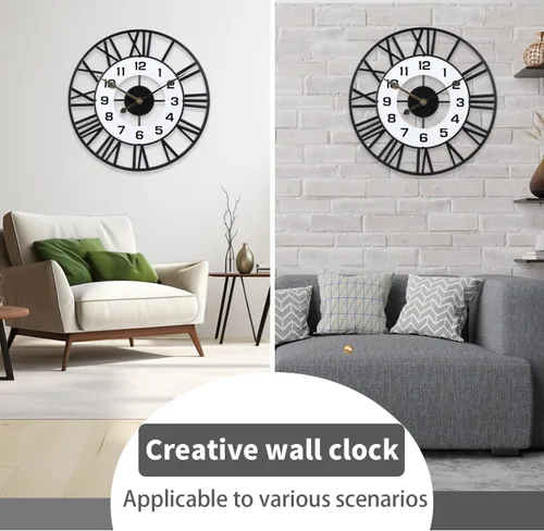 Miniatura 6 de Relojes de pared decorativos de metal de 16 pulgadas, silenciosos sin tictac, de calidad, con movimiento de cuarzo, operados con pilas, reloj grande