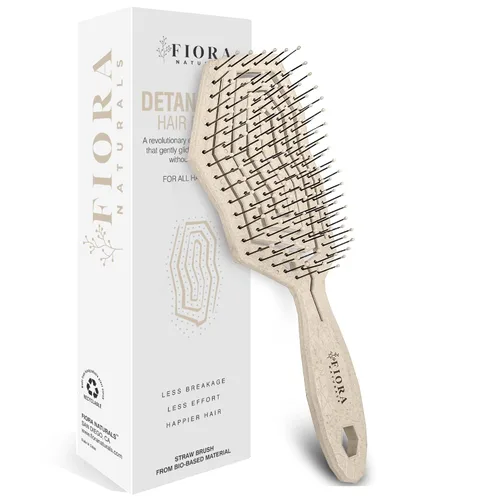 Miniatura 16 de Fiora Naturals Juego de cepillo desenredante bio-amigable, cepillo redondo y peine para mujeres - Todos los tipos de cabello: natural, fino y rizado