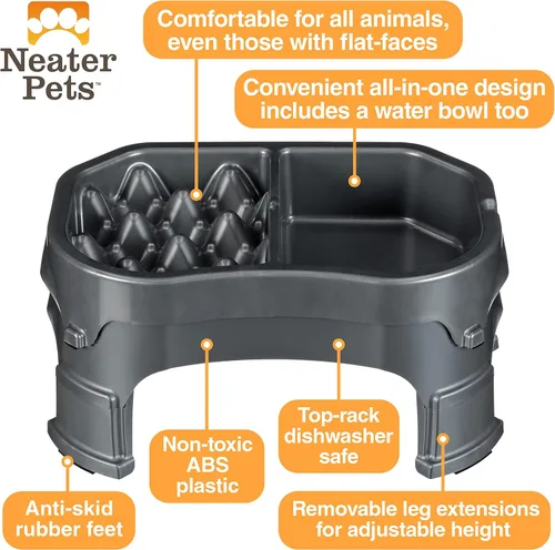 Miniatura 4 de Neater Pet Brands Comedero elevado para alimentación lenta más ordenada Cuenco elevado para alimentos para perro con altura ajustable