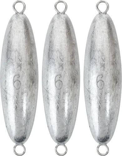 Miniatura 14 de BLUEWING Torpedo Plomada de Alambre Peso de Pesca para Agua Salada Plomo Bala Anillo Doble 2oz-48oz