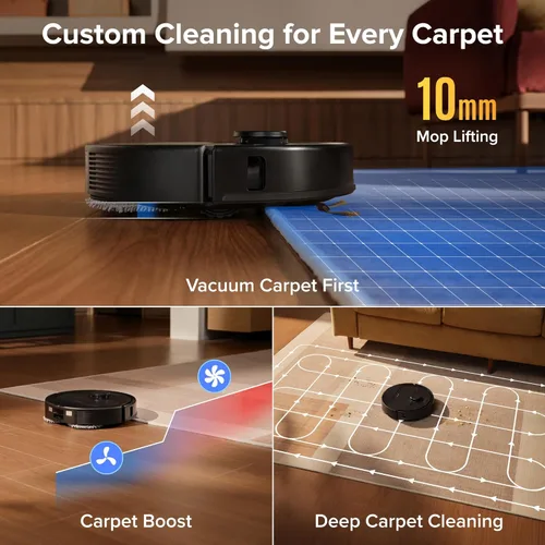 Miniatura 7 de roborock Qrevo S Pro Robot aspiradora y trapeador, succión de 18,500 Pa, base multifuncional con mopa autolimpiante de 167 ℉, evita obstáculos Negro