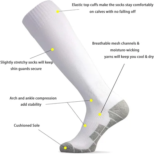 Miniatura 2 de CWVLC - Calcetines de fútbol (135pares) calcetines altos hasta la rodilla, para deportes de equipo, para adultos, jóvenes y niños