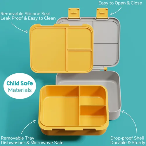 Miniatura 8 de Fimibuke - Lonchera Bento para niños - Juego de contenedor de almuerzo bento para niños pequeños con 3 compartimentos, botella de agua de acero A5.